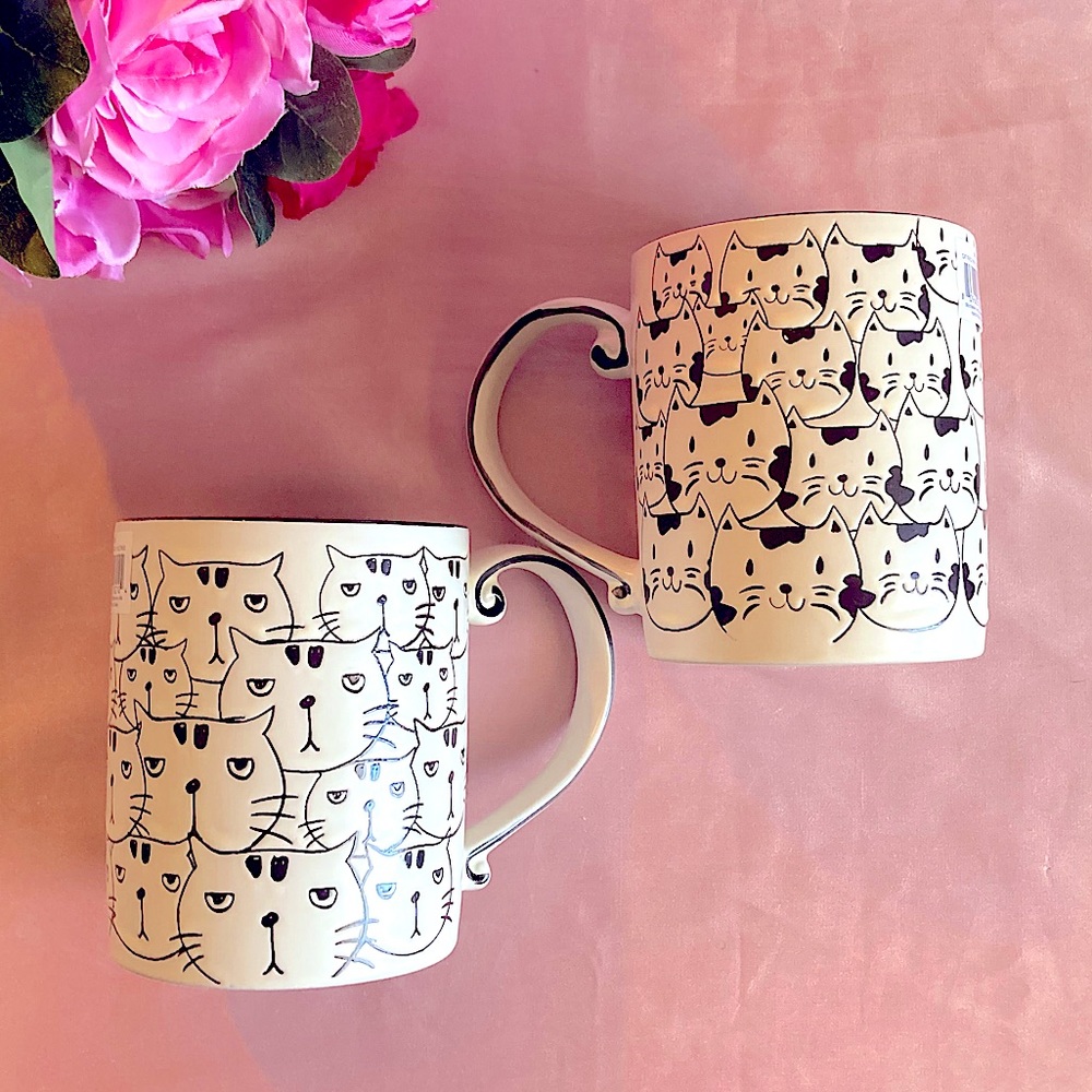 NWT Grumpy and Happy Cat Mug Set